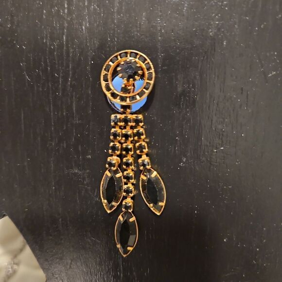 Clipon Vintage Black and Gold Earings see measurements - Picture 4 of 6